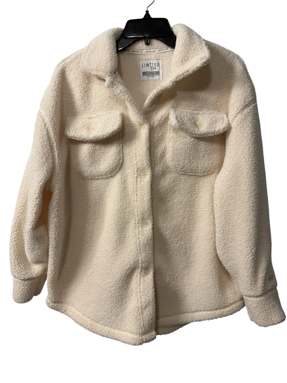 Women’s Limited Too Soft white Sherpa Shacket EUC Size Large